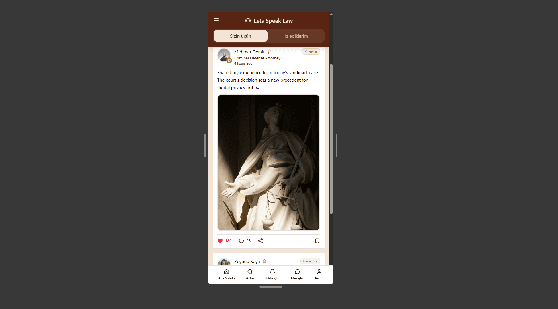 Let's Speak Law mobile experience