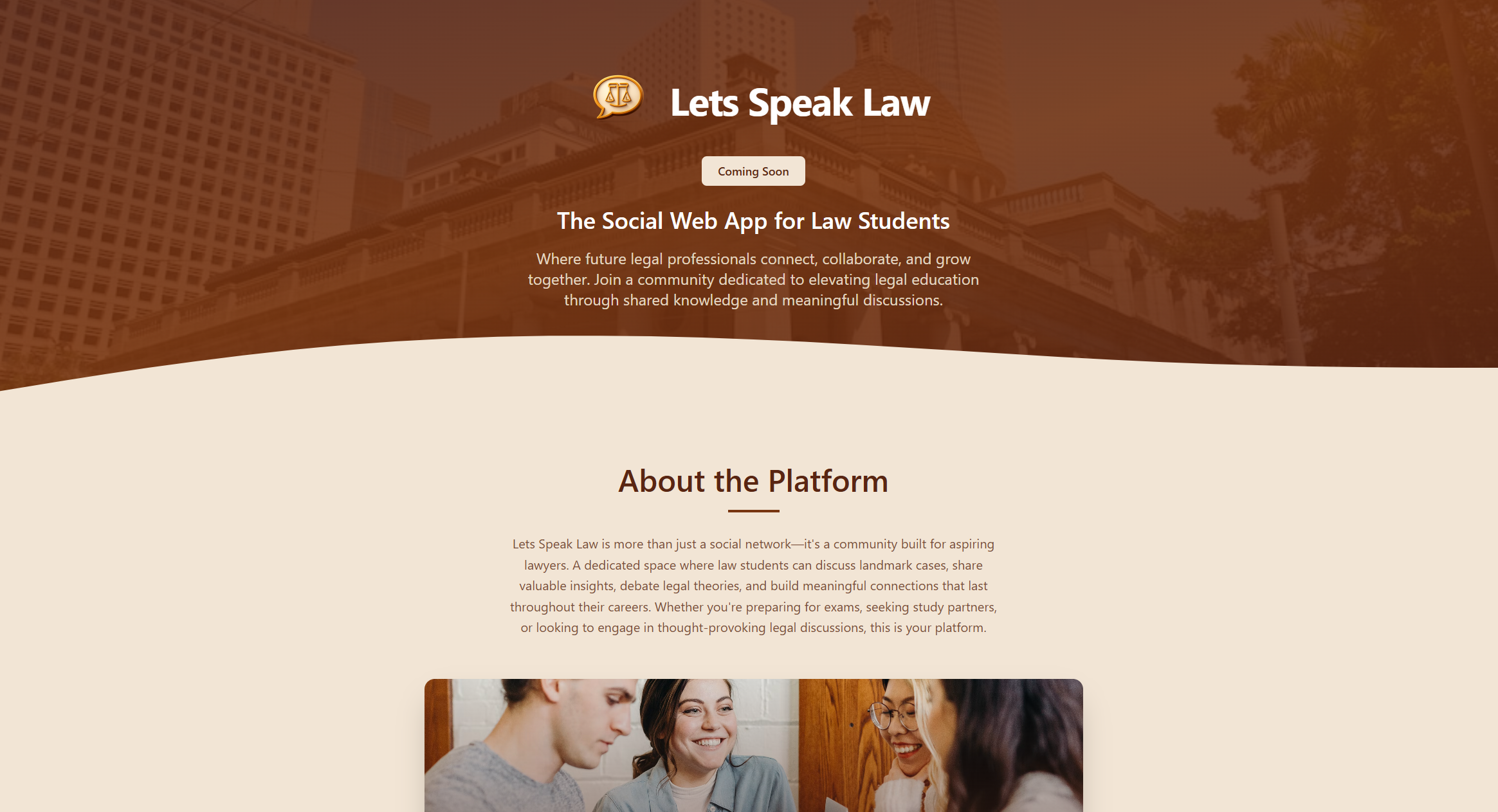 Let's Speak Law landing page