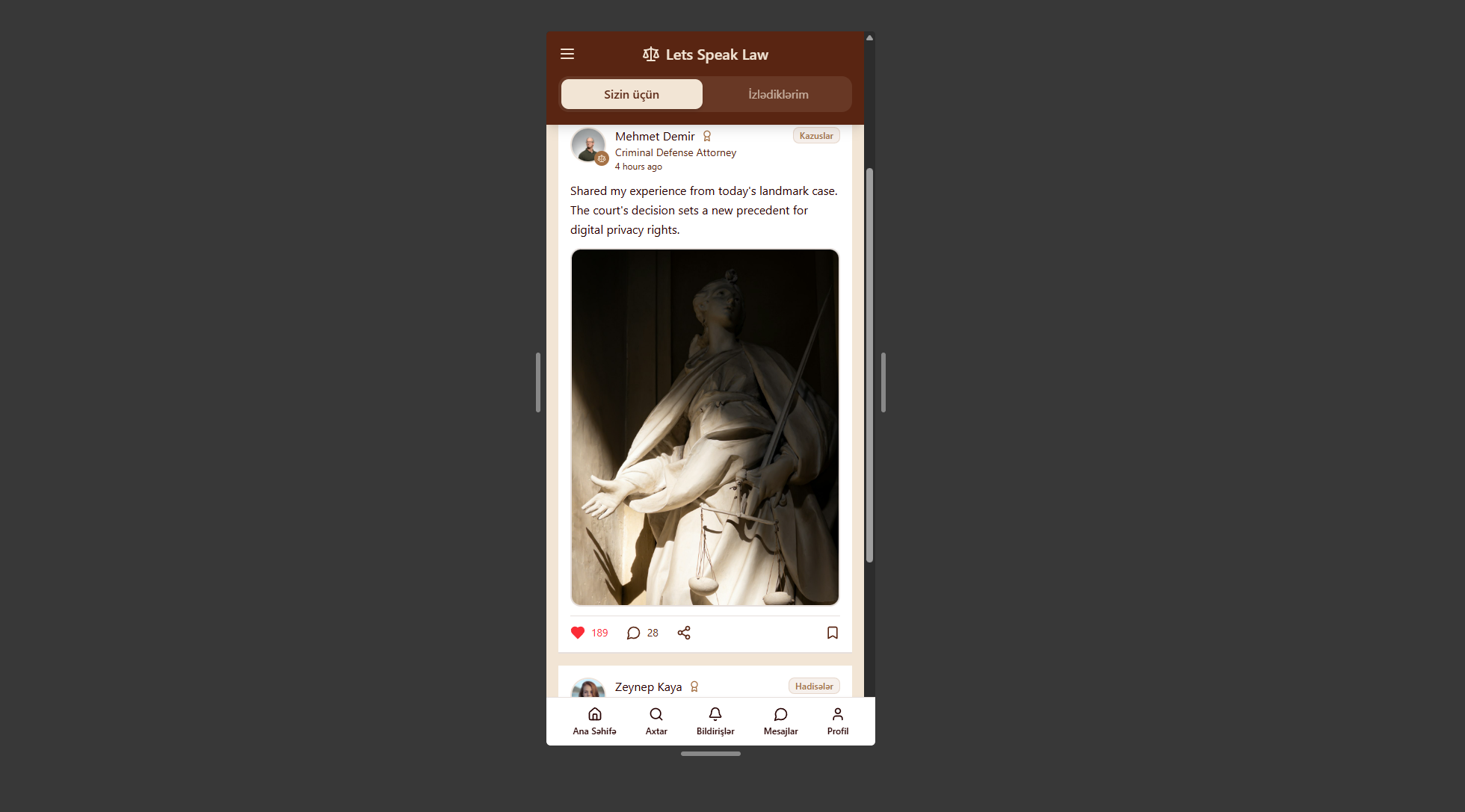 Let's Speak Law mobile experience