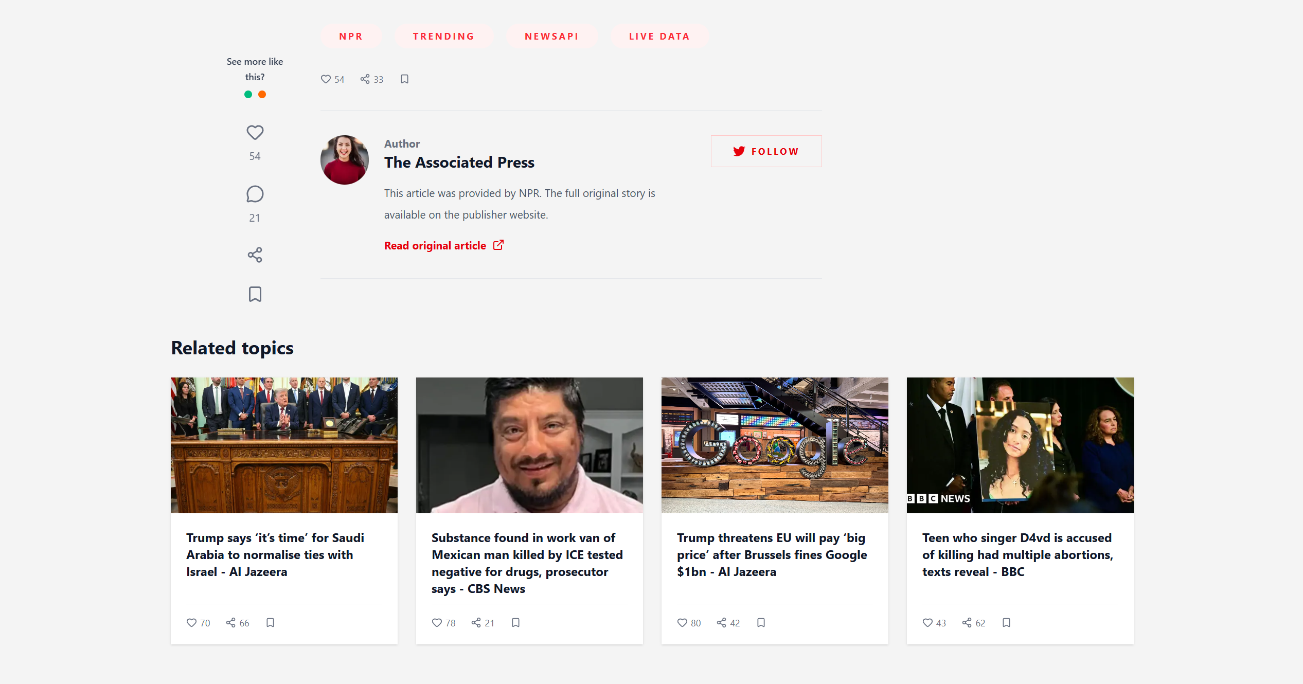 NBC News Portal article feed