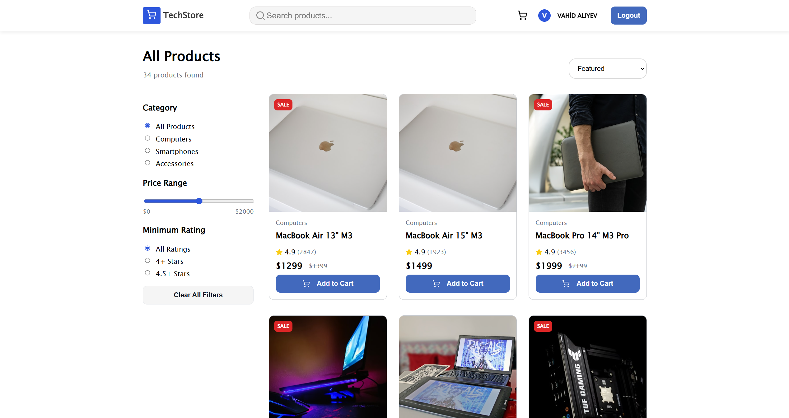 Tech Store product listing